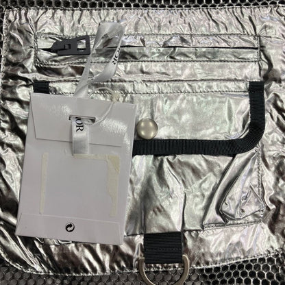 Dior Metallic Utility Mesh Vest Sleeveless Top Logo Silver M — view 4