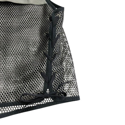 Dior Metallic Utility Mesh Vest Sleeveless Top Logo Silver M — view 7
