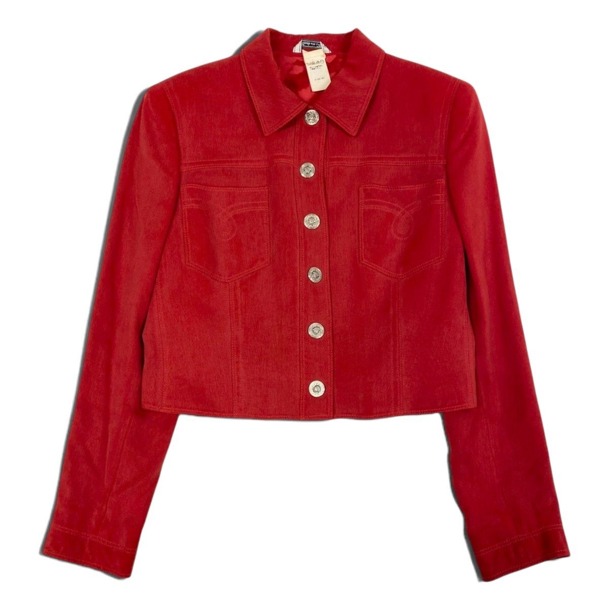 Versace Gianni Vintage Jacket Medusa Button Red Silk — view 2
