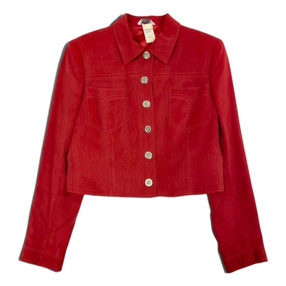 Versace Gianni Vintage Jacket Medusa Button Red Silk — view 2