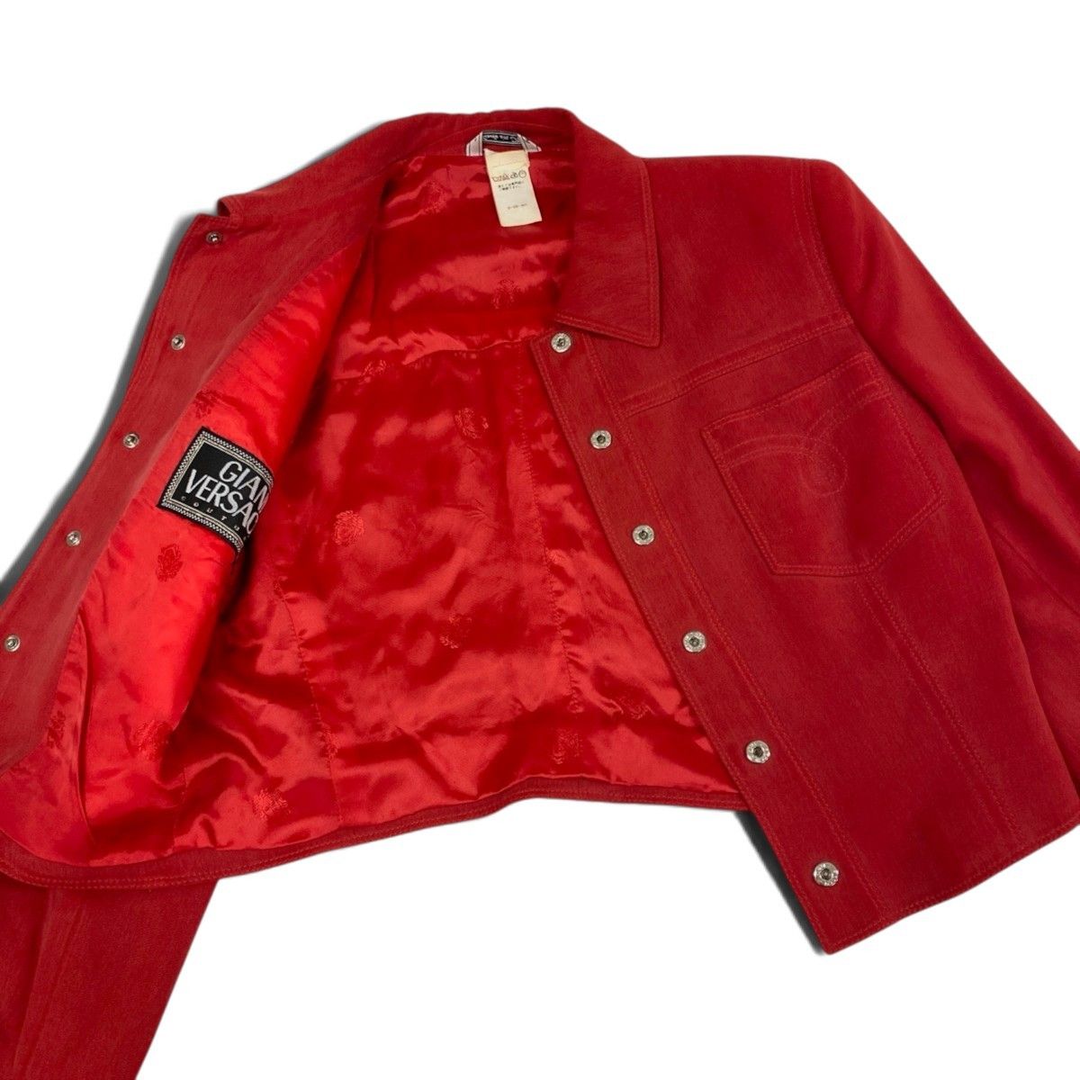 Versace Gianni Vintage Jacket Medusa Button Red Silk — view 4