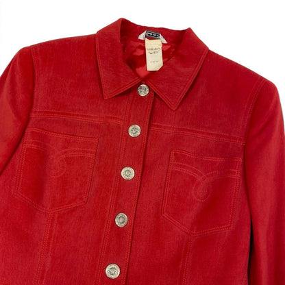 Versace Gianni Vintage Jacket Medusa Button Red Silk — view 5