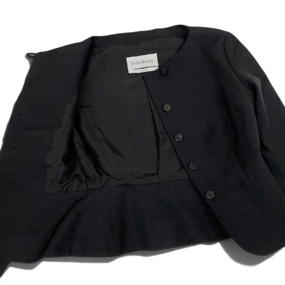 Saint Laurent Collarless Jacket Black Silk — view 3