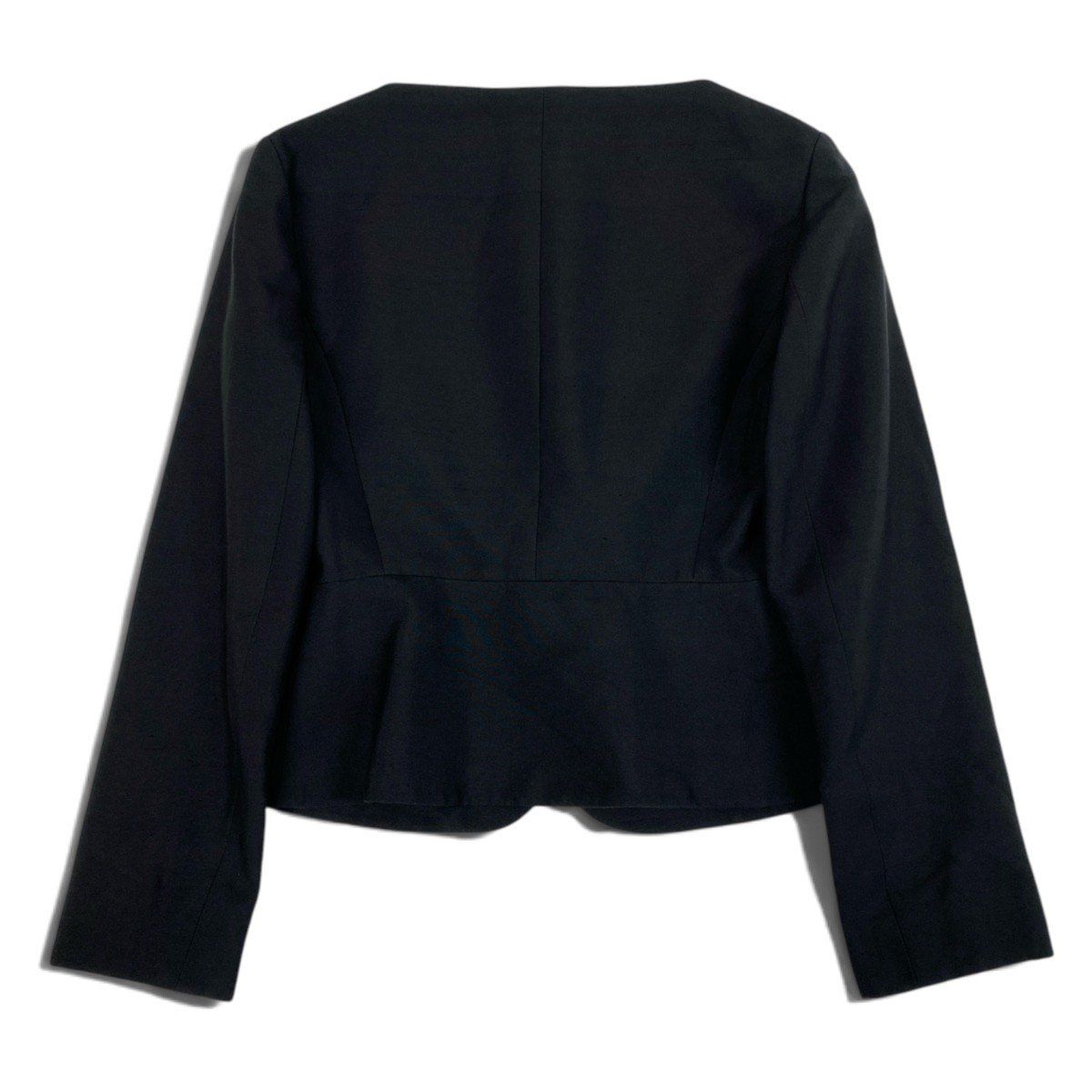 Saint Laurent Collarless Jacket Black Silk — view 2