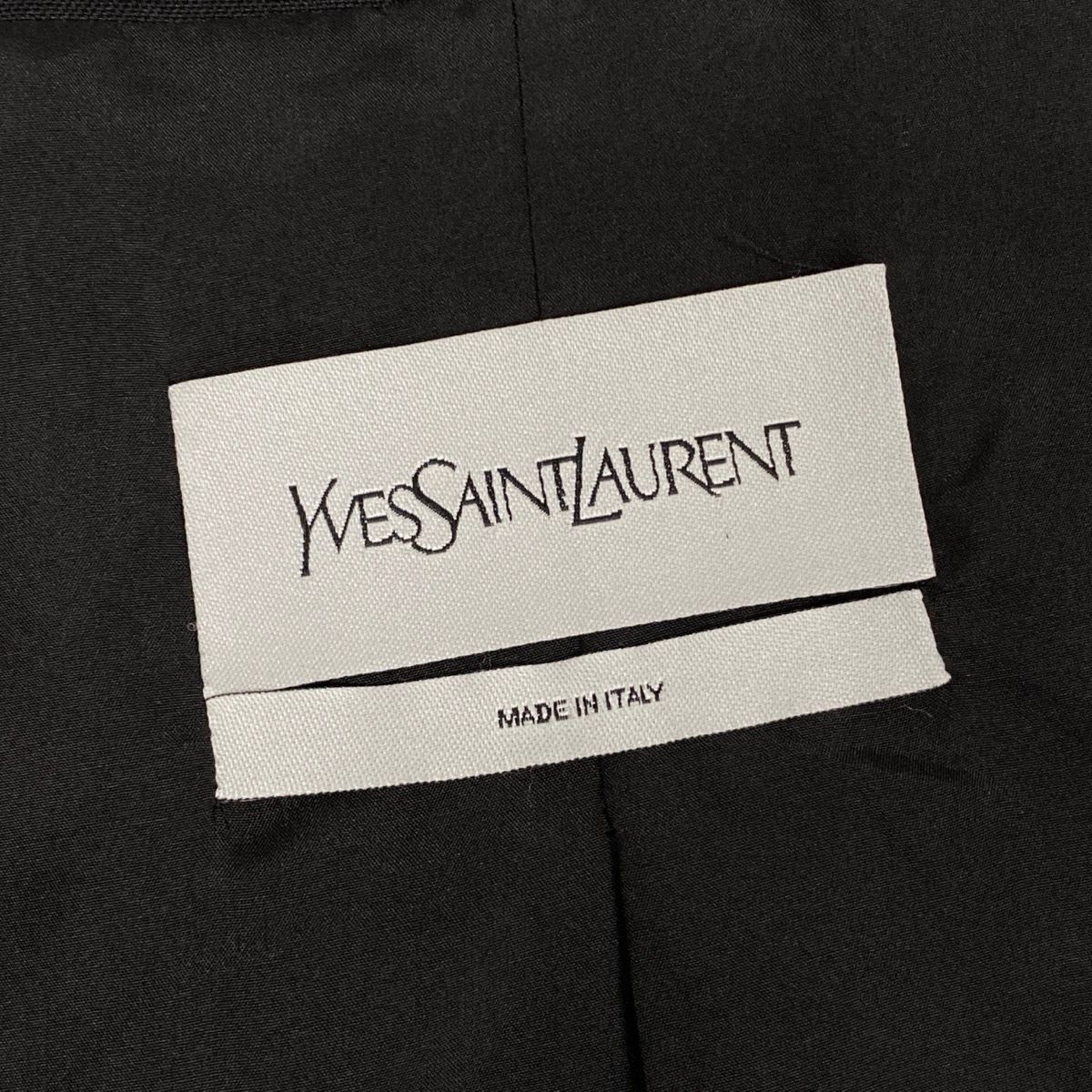 Saint Laurent Collarless Jacket Black Silk — view 7