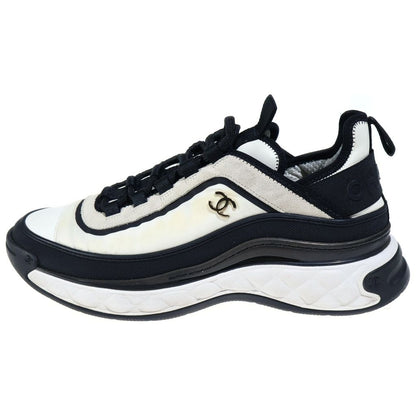 Chanel CC Logo Fabric Low-Top Sneakers White