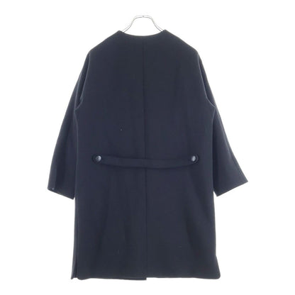 Balenciaga Collarless Wool Long Coat Black — view 2