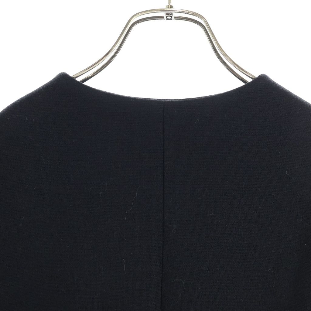 Balenciaga Collarless Wool Long Coat Black — view 4