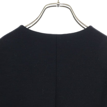 Balenciaga Collarless Wool Long Coat Black — view 4