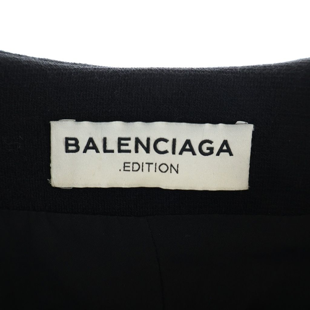 Balenciaga Collarless Wool Long Coat Black — view 6
