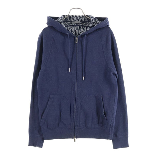 Dior Oblique Zip Up Hooded Hoodie Navy