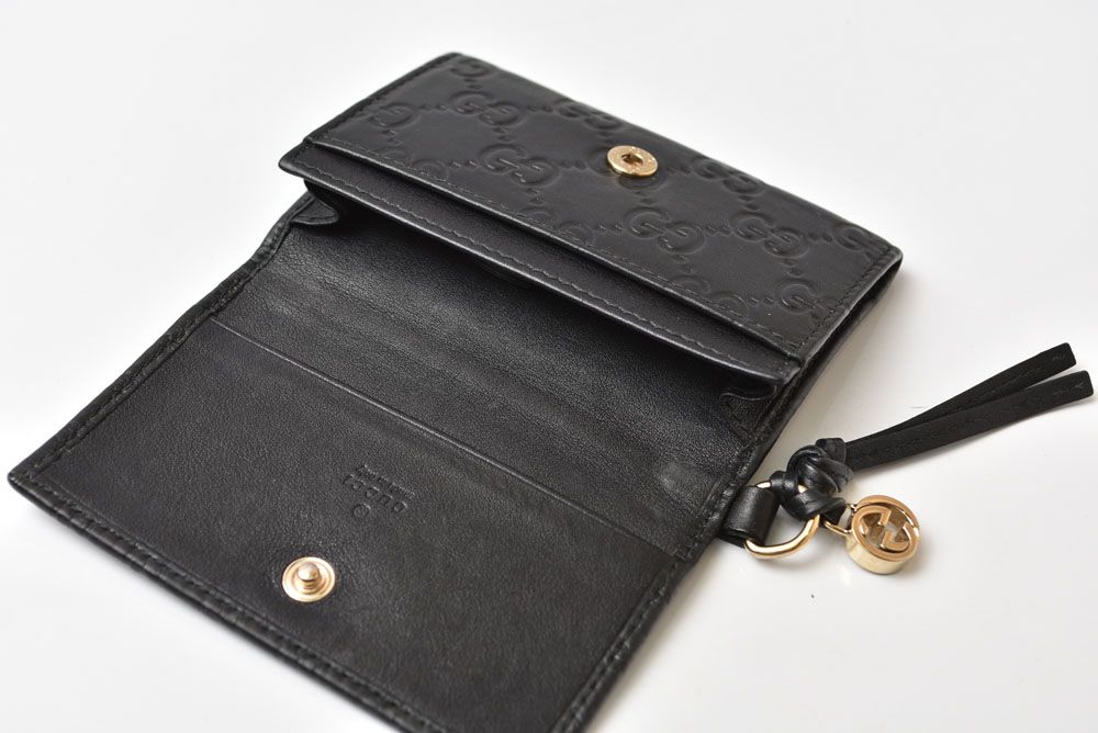 Gucci Card Case Coin Purse Mini Wallet Micro Guccissima Leather Black — view 5