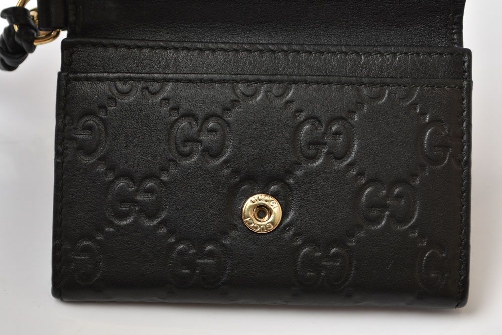 Gucci Card Case Coin Purse Mini Wallet Micro Guccissima Leather Black — view 7