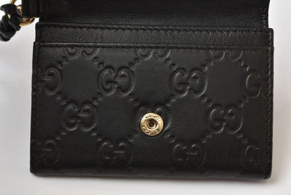 Gucci Card Case Coin Purse Mini Wallet Micro Guccissima Leather Black — view 7
