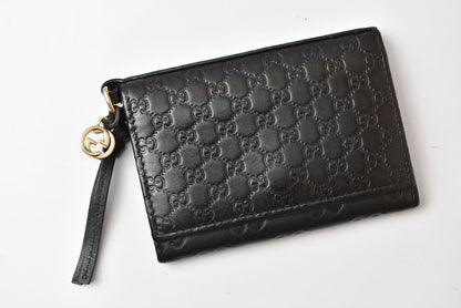 Gucci Card Case Coin Purse Mini Wallet Micro Guccissima Leather Black — view 2