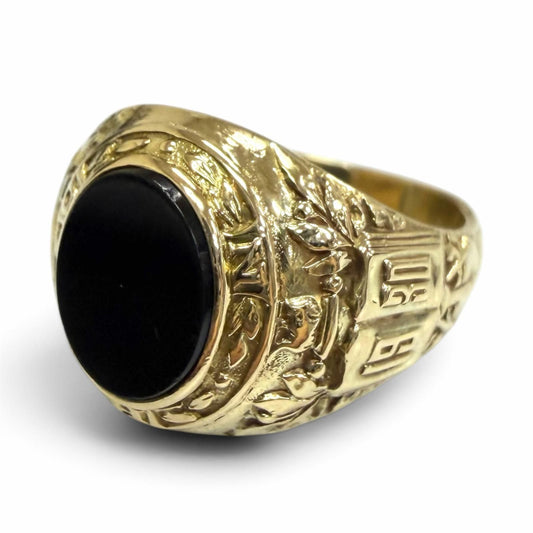 Tiffany & Co Vintage 14k Onyx University of New Rochelle Ring Gold JP