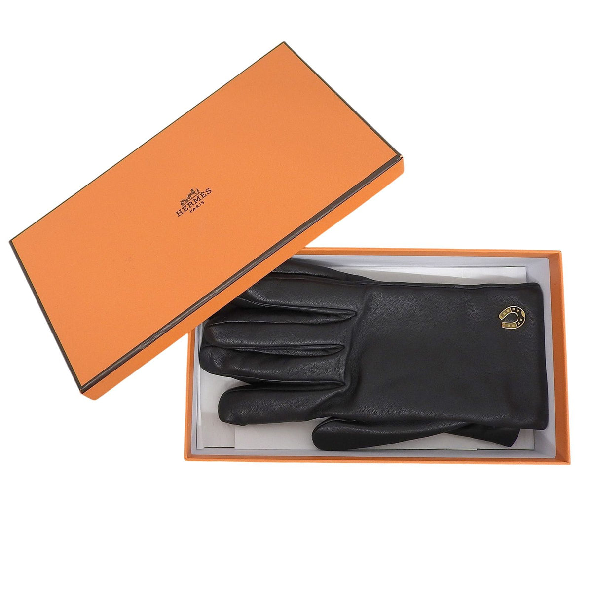 Hermes Jump Lambskin Cashmere 100% Sellier Buttons Horse Show Gloves Black 7.5 — view 2
