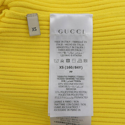 Gucci Web Stripe Cropped Length V-neck Short Sleeve Knit Yellow Blue Red XS — view 5