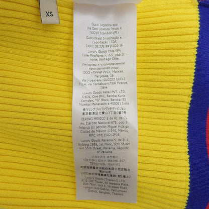 Gucci Web Stripe Cropped Length V-neck Short Sleeve Knit Yellow Blue Red XS — view 7