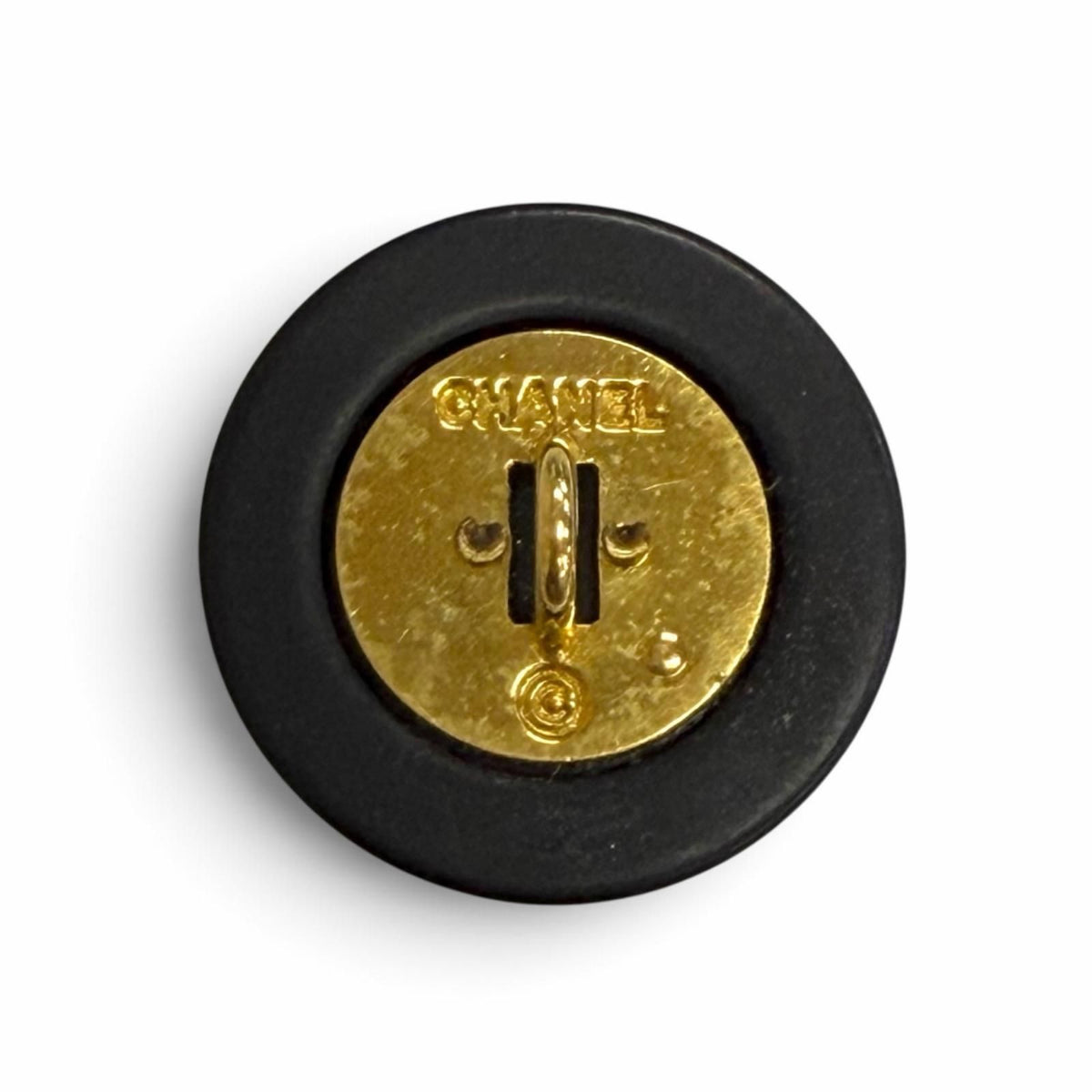 Chanel Vintage CC Logo Round Button 12 Buttons Black Gold Shirt — view 4