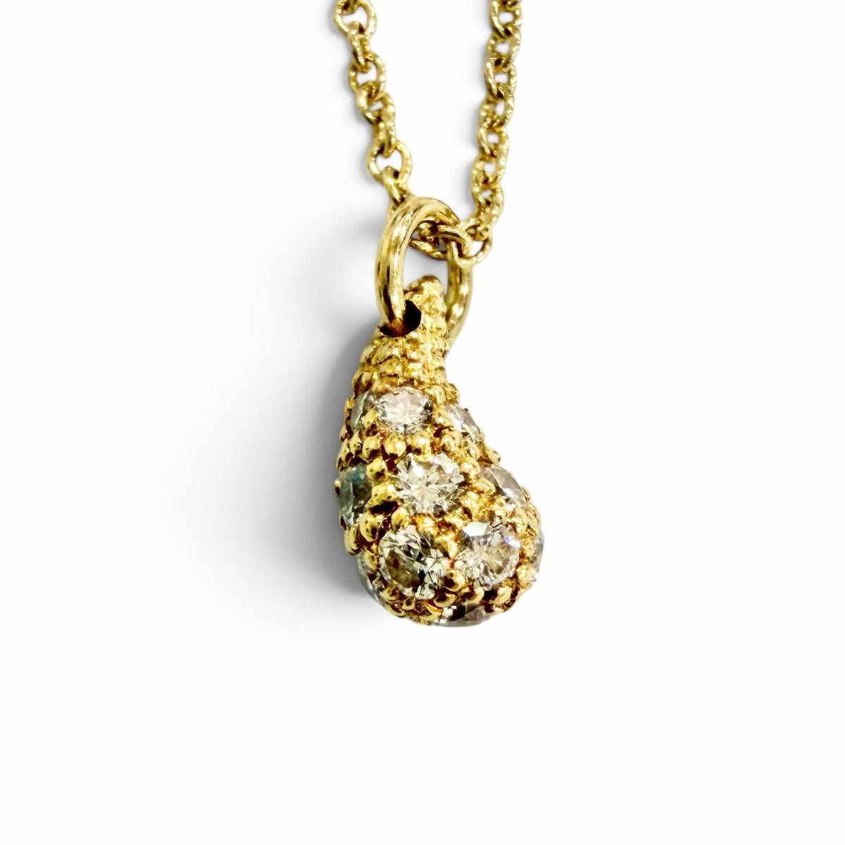 Tiffany & Co Teardrop Mini Pave Necklace Diamond 750 Yellow Gold — view 5