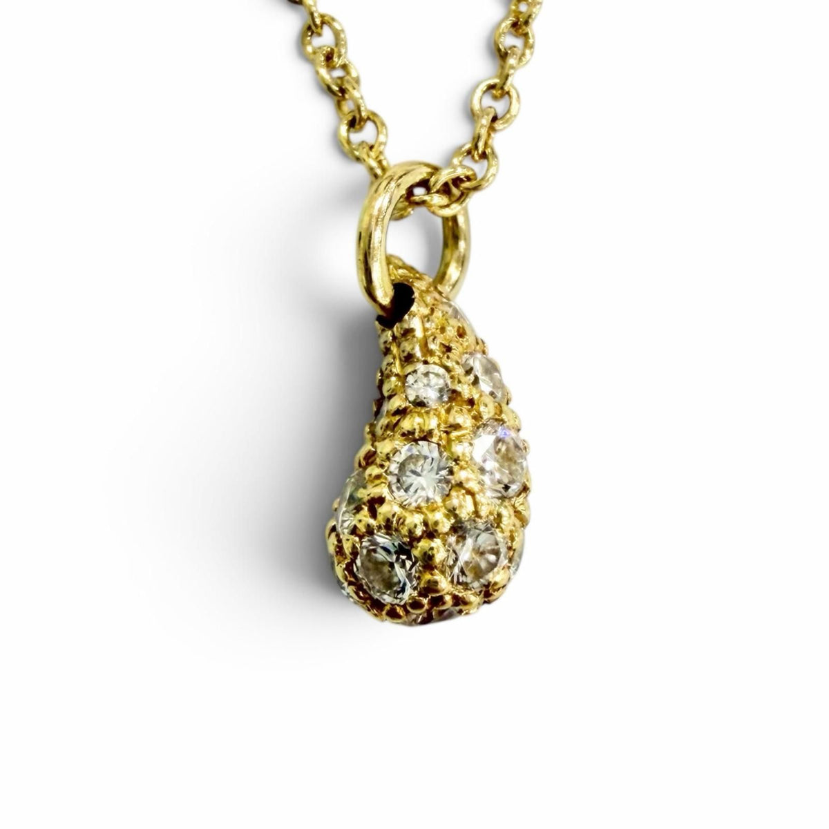 Tiffany & Co Teardrop Mini Pave Necklace Diamond 750 Yellow Gold