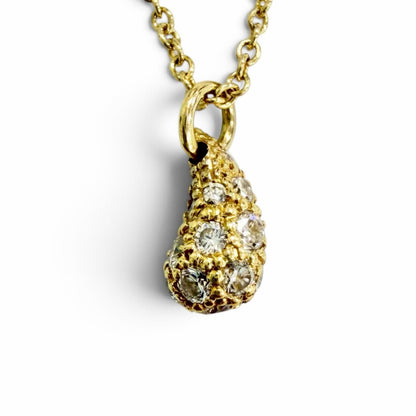 Tiffany & Co Teardrop Mini Pave Necklace Diamond 750 Yellow Gold