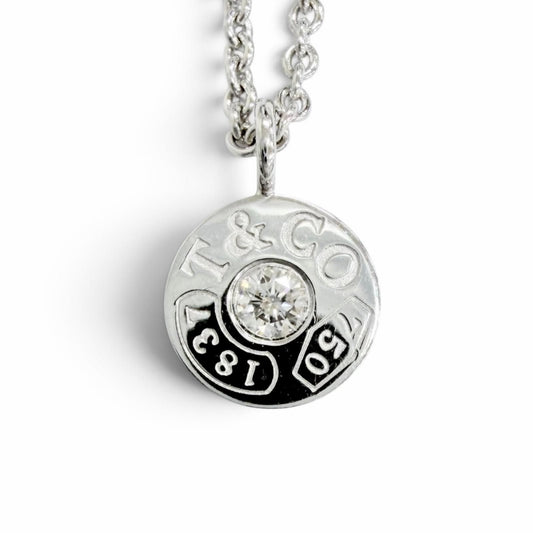 Tiffany & Co 1837 Circle Necklace Diamond 750 White Gold
