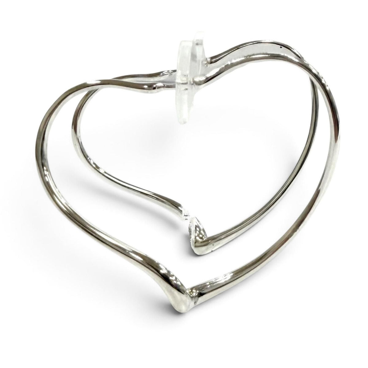 Tiffany & Co Elsa Peretti Open Heart Hoop Earrings Medium 925 Silver — view 2