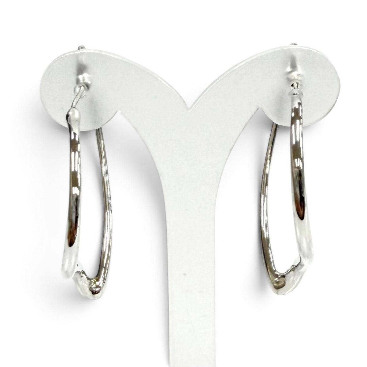 Tiffany & Co Elsa Peretti Open Heart Hoop Earrings Medium 925 Silver — view 4