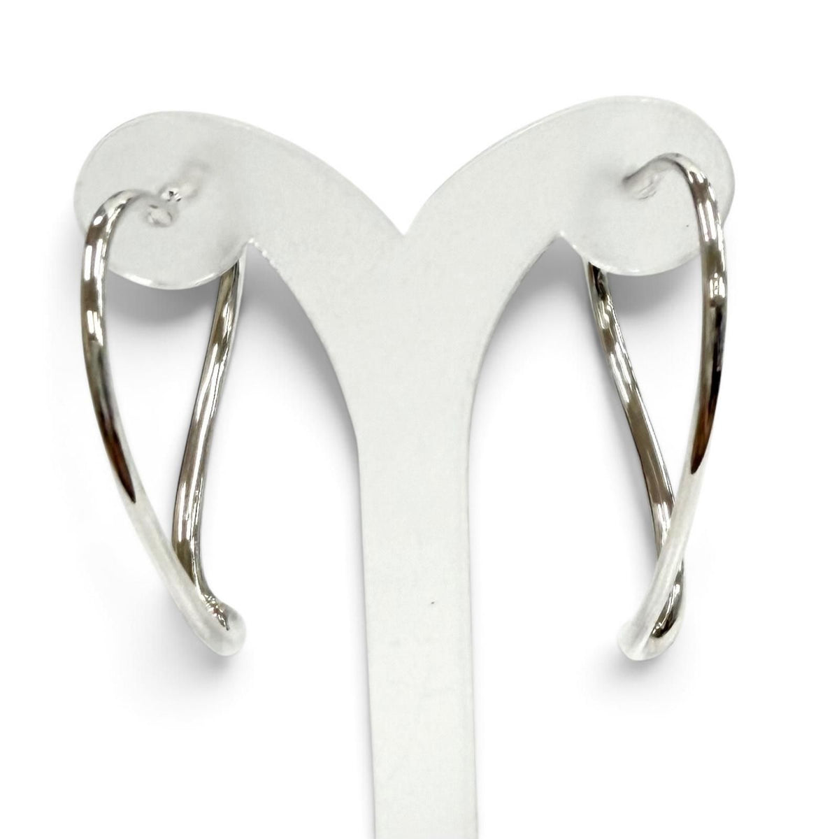 Tiffany & Co Elsa Peretti Open Heart Hoop Earrings Medium 925 Silver — view 3
