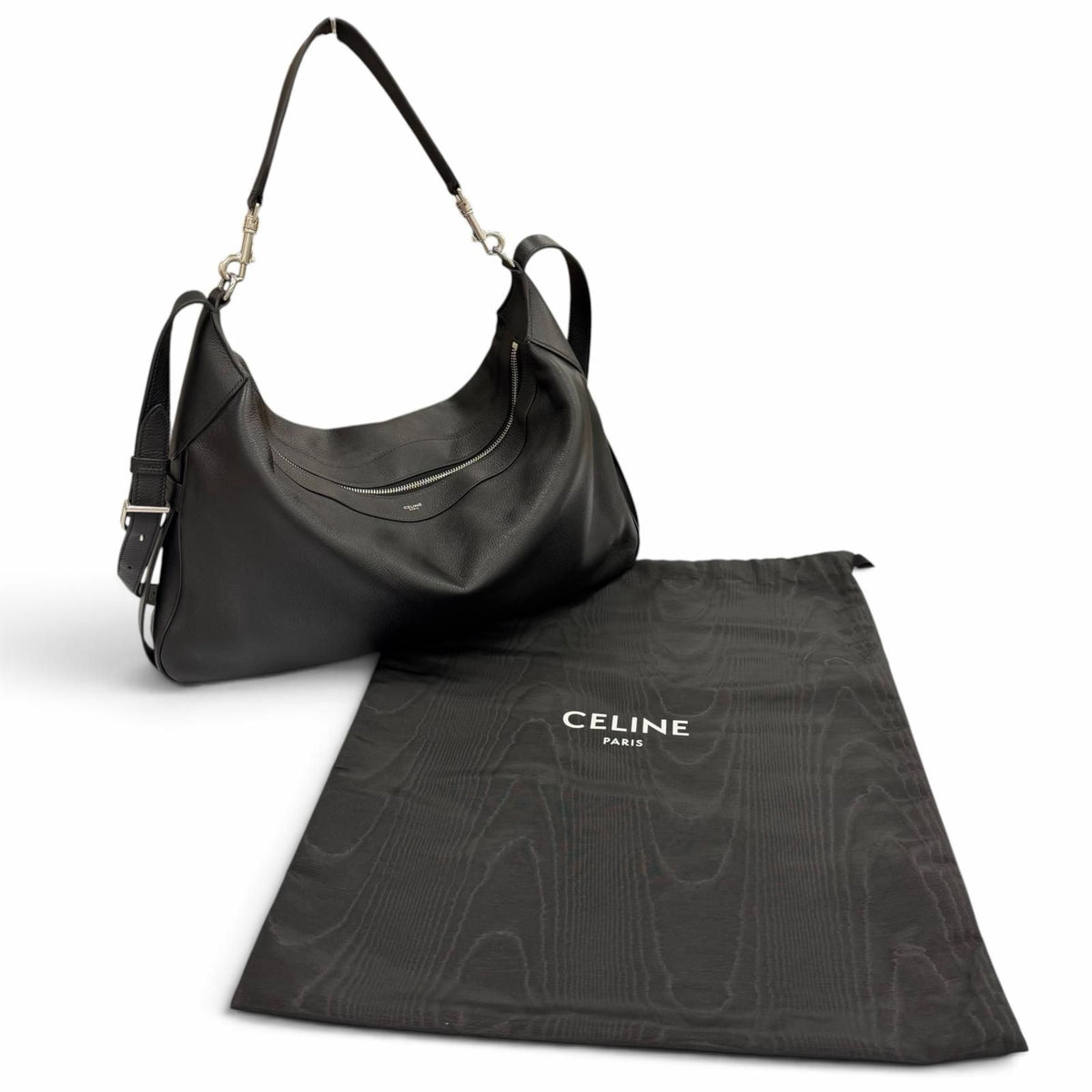 Celine Supplement Grain Calfskin Large Strap Romy 2-Way Shoulder Bag Black — view 2