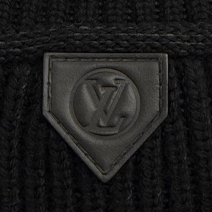 Louis Vuitton Wool Blend Leather Logo Patch Monogram Half Zip Rib Knit Black XS — view 5