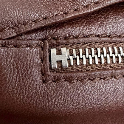 Hermes Silver with Chain Side Zip Lambskin Shorts Dark Brown 36 — view 7