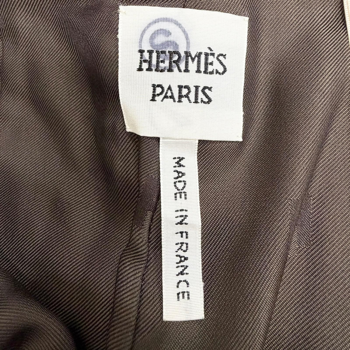Hermes Silver with Chain Side Zip Lambskin Shorts Dark Brown 36 — view 8
