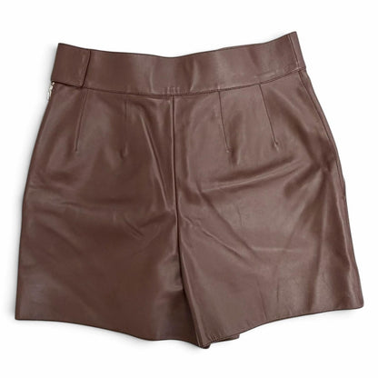 Hermes Silver with Chain Side Zip Lambskin Shorts Dark Brown 36 — view 2