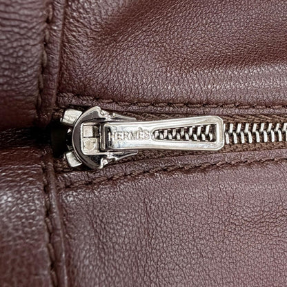 Hermes Silver with Chain Side Zip Lambskin Shorts Dark Brown 36 — view 6