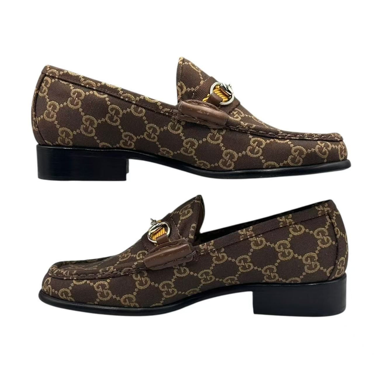 Gucci Canvas GG Pattern Horsebit Loafers — view 4
