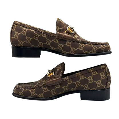 Gucci Canvas GG Pattern Horsebit Loafers — view 4