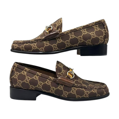 Gucci Canvas GG Pattern Horsebit Loafers — view 3