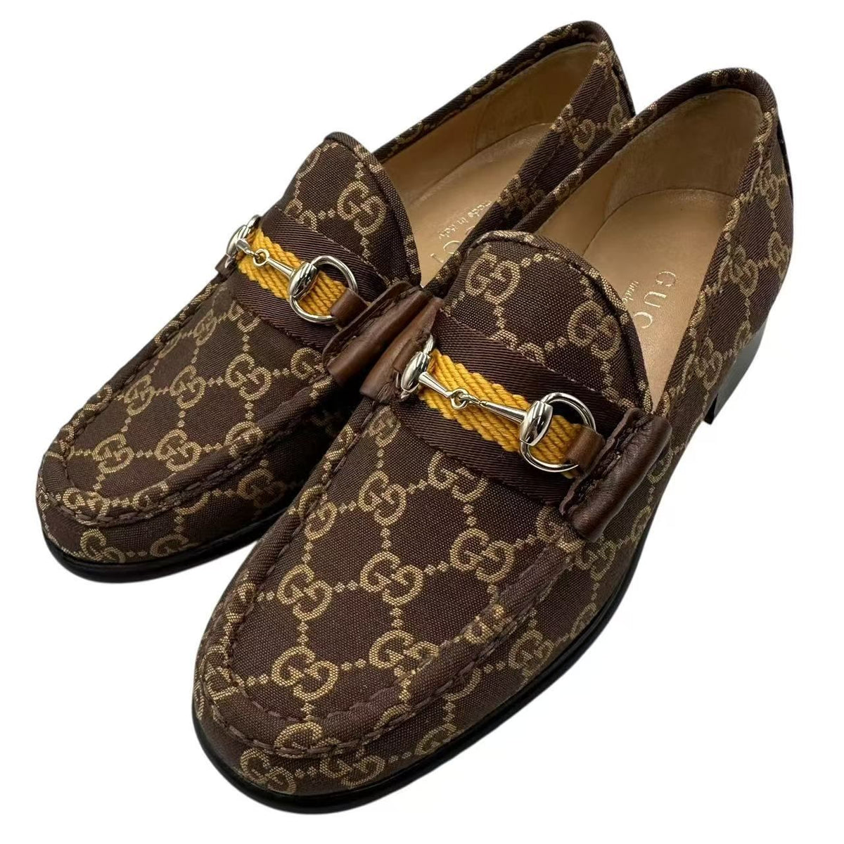 Gucci Canvas GG Pattern Horsebit Loafers — view 2