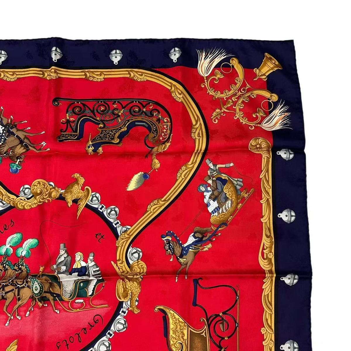 Hermes Carre 90 Plumes Et Grelots Feathers and Bells Scarf Silk Red — view 3