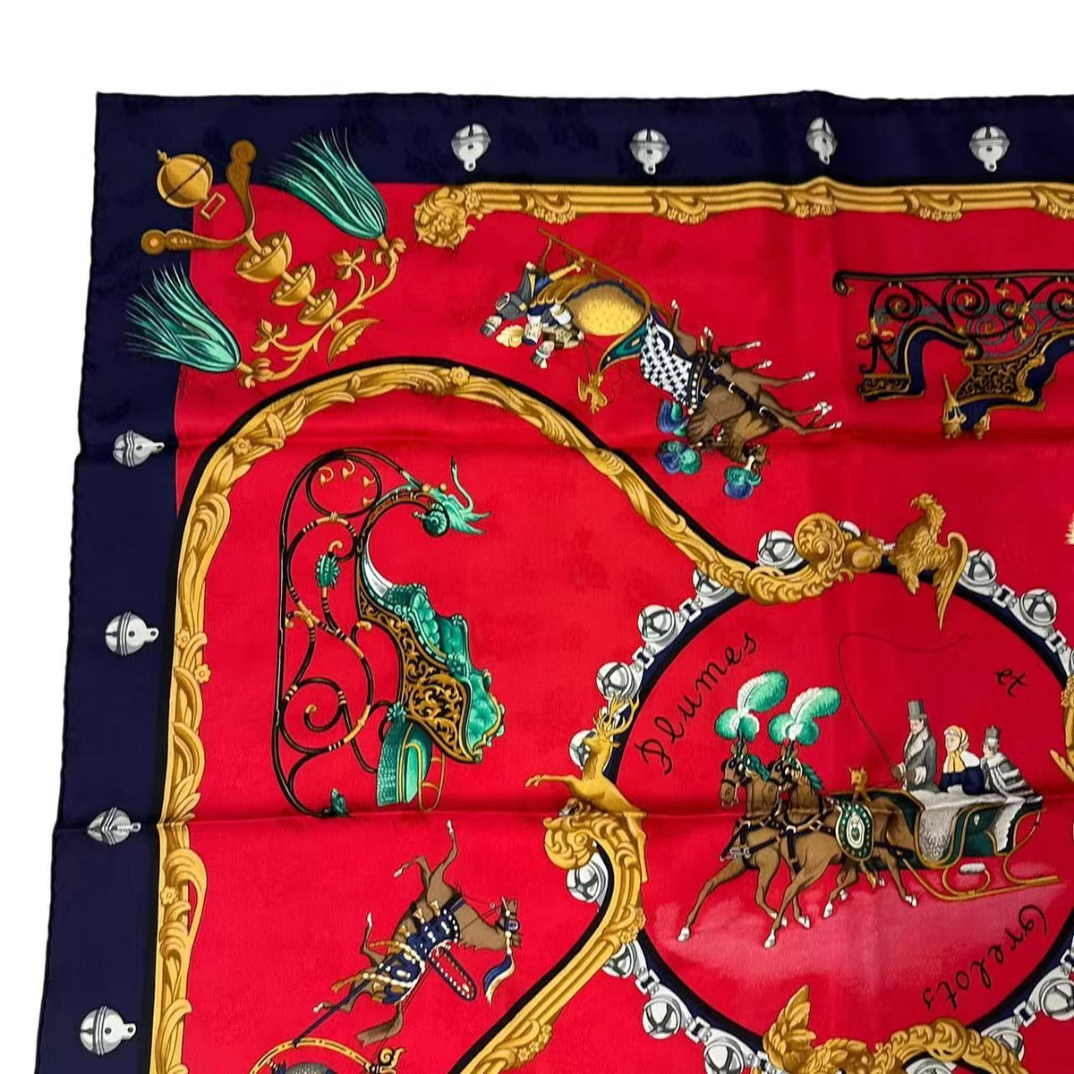 Hermes Carre 90 Plumes Et Grelots Feathers and Bells Scarf Silk Red — view 2