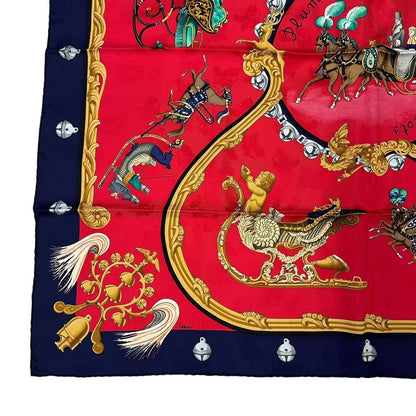 Hermes Carre 90 Plumes Et Grelots Feathers and Bells Scarf Silk Red — view 4