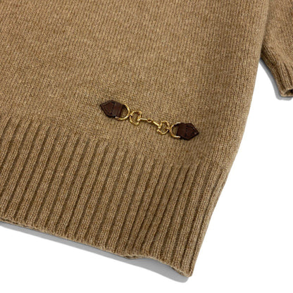 Gucci Cashmere Knit Sweater Horsebit Half Sleeve Beige L — view 5