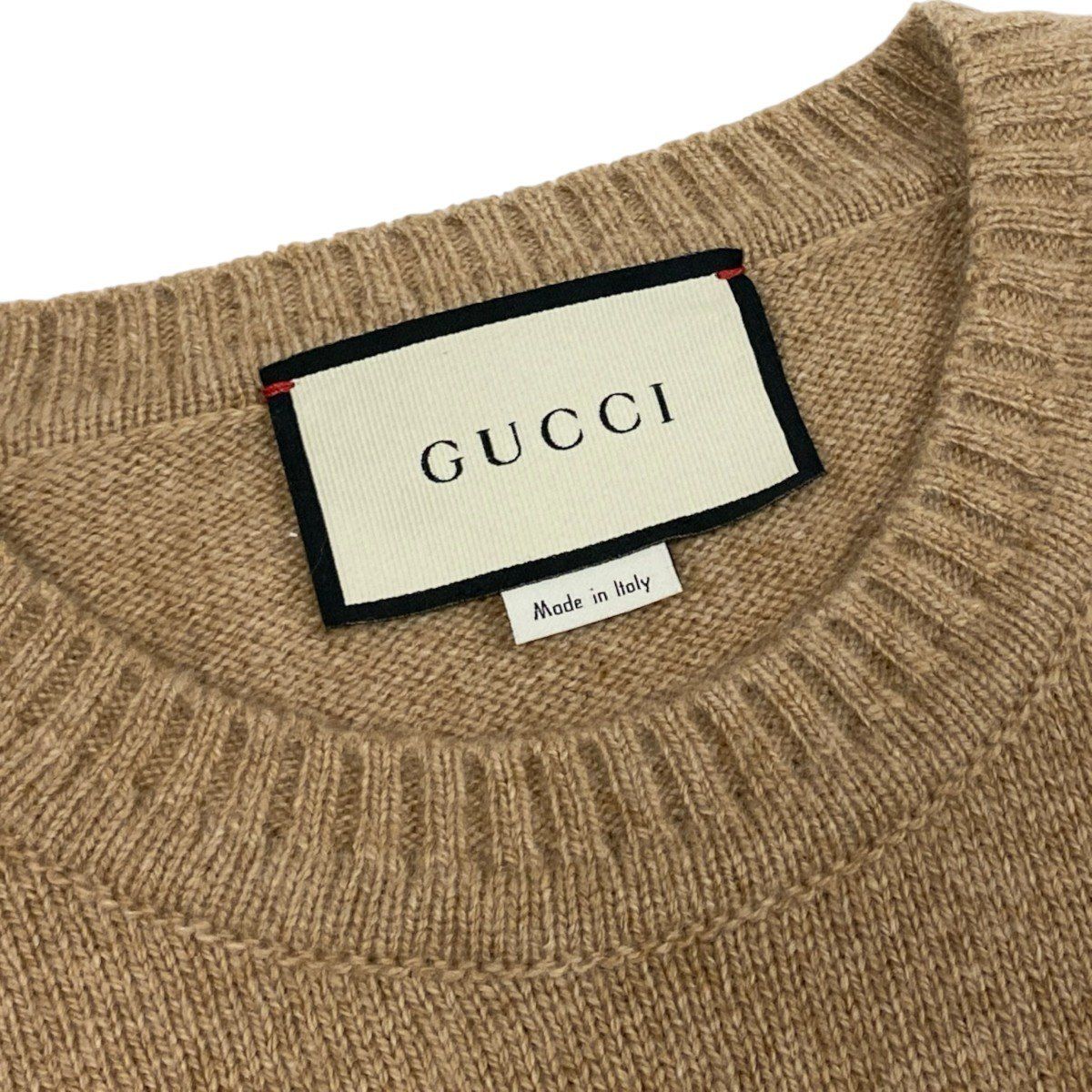 Gucci Cashmere Knit Sweater Horsebit Half Sleeve Beige L — view 8