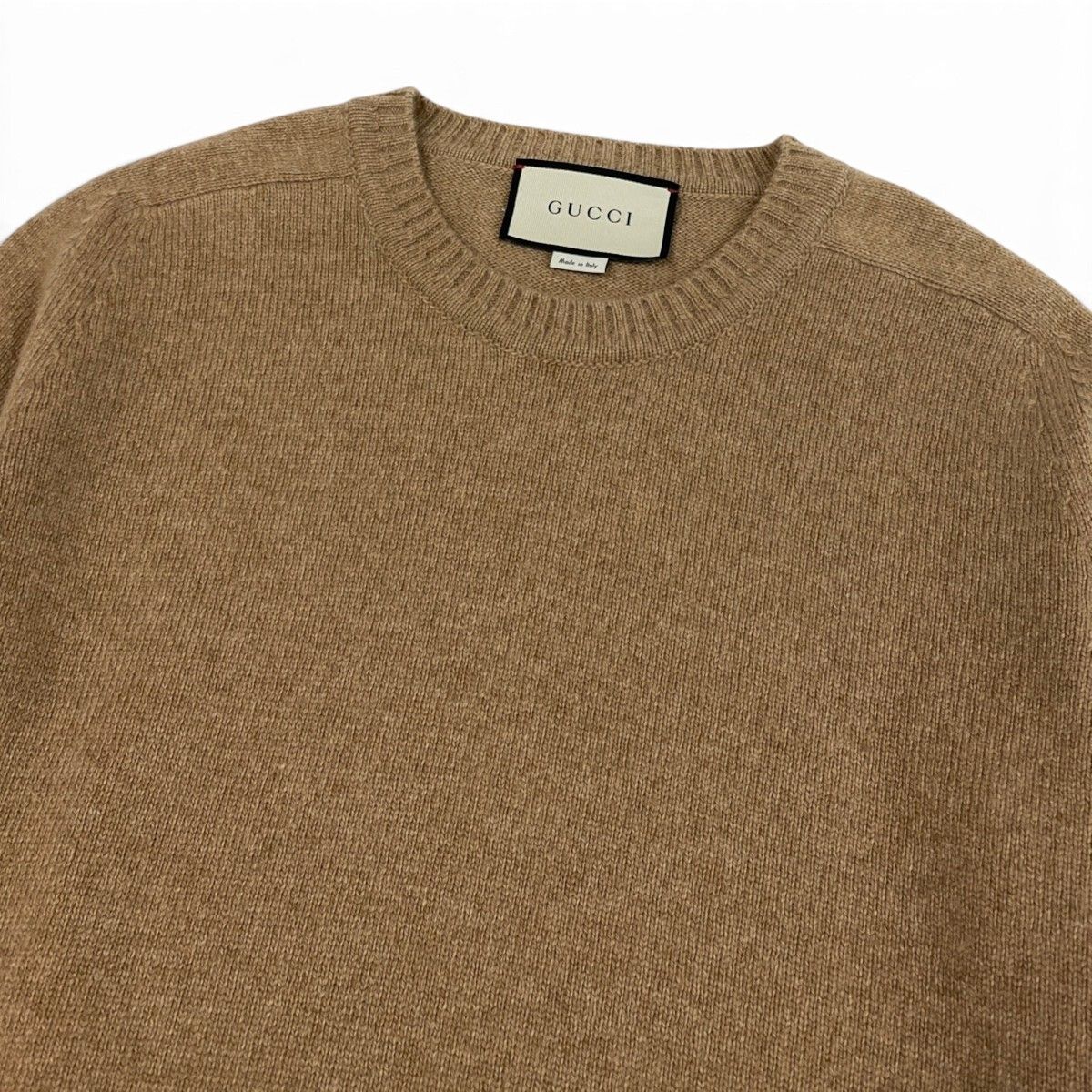 Gucci Cashmere Knit Sweater Horsebit Half Sleeve Beige L — view 4