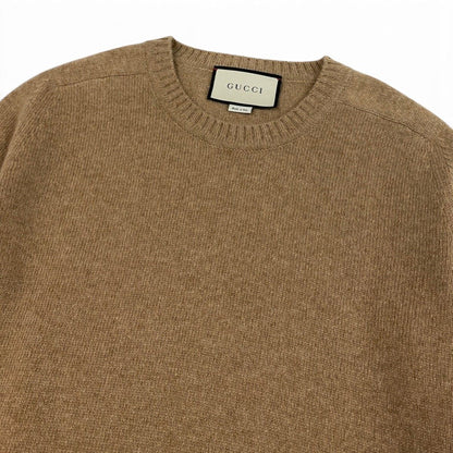 Gucci Cashmere Knit Sweater Horsebit Half Sleeve Beige L — view 4