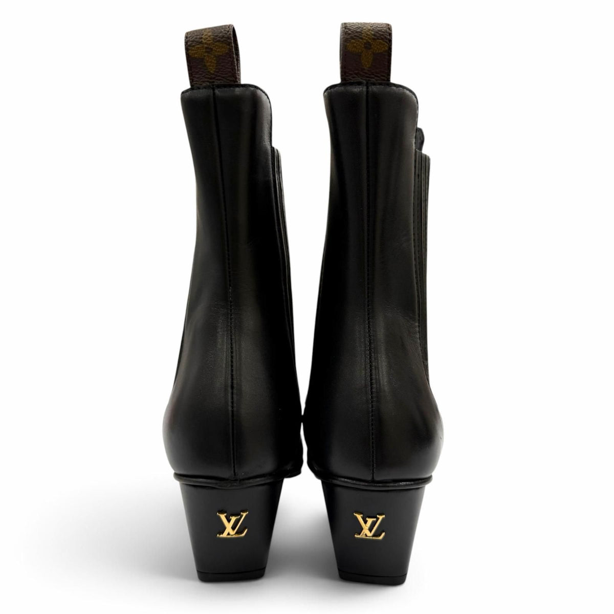 Louis Vuitton Trinity Ankle Boots LV Logo Leather Short Black — view 3