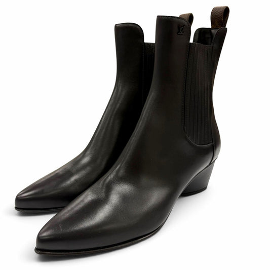 Louis Vuitton Trinity Ankle Boots LV Logo Leather Short Black